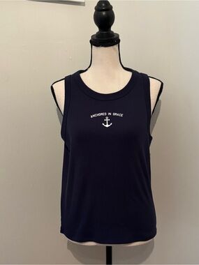 Anchored in Grace Navy Women's Tank Top by Ruby & Jewell Size XL NWT
